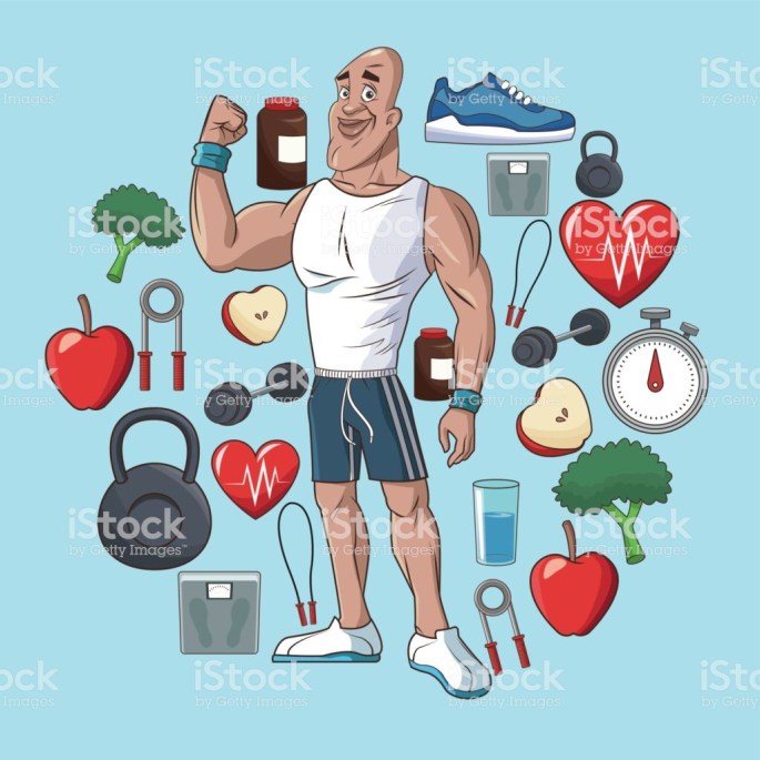 healthy man sport food concept elements vector illustration eps 10